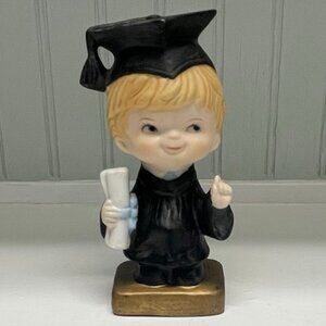 VINTAGE 1990's Adorable Boy Graduate Ceramic Figure Cake Topper or Decor